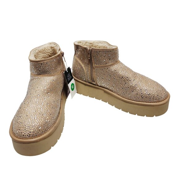 Wild Fable Womens Gold Glitter platforms  Ankle Boots Faux Fur Lining Size 10 - Picture 6 of 11